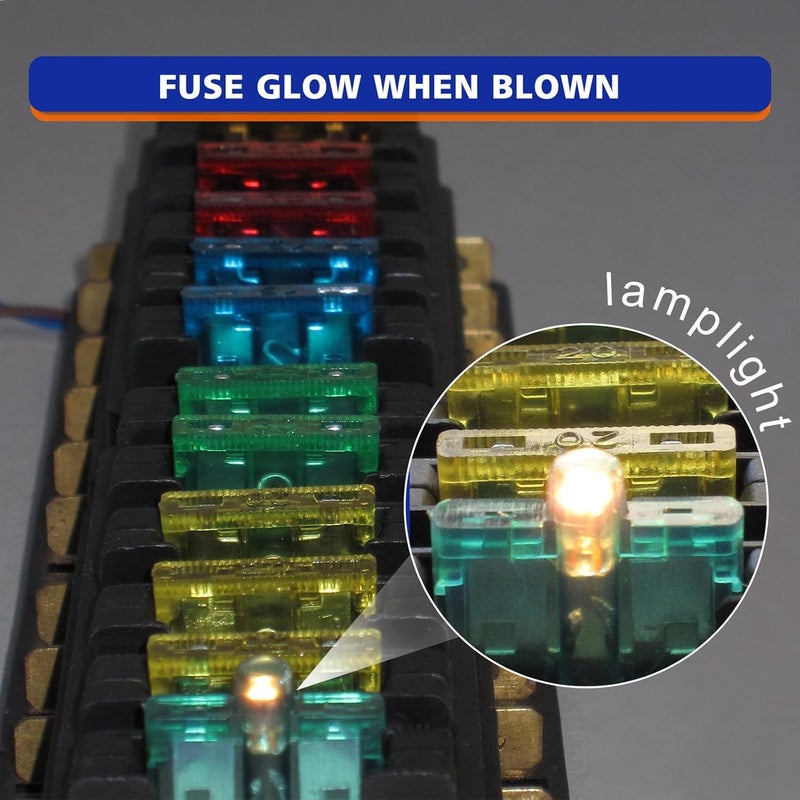 BUSY-CORNER 50 Piece Glow Fuse Standard Blade Automotive Fuse - Easy Identification, Smart Auto Glow When Blown - Image 5